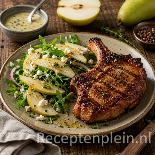 Gegrilde Ribkarbonade met Frisse Perendressing
